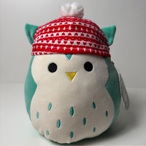 KELLYTOY ORIGINAL SQUISHMALLOWS Winston The Owl with Christmas Hat Stuffed Plush